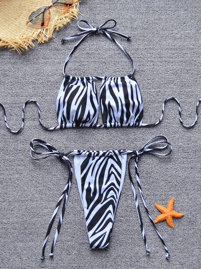 Strój kąpielowy bikini z motywem zebry