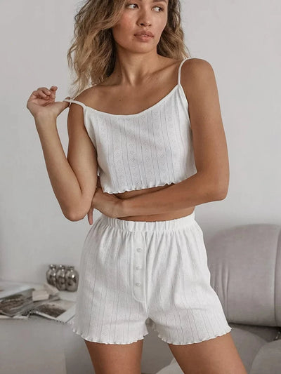 Trzyczęściowy komplet piżamowy z motywem serc