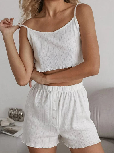 Trzyczęściowy komplet piżamowy z motywem serc