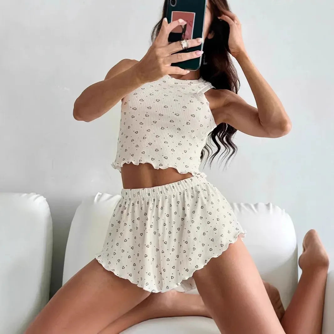 Krótka piżama z nadrukiem