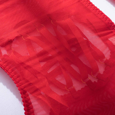 Czerwony paseczkowy komplet bielizny ze spódniczką-Diabolique