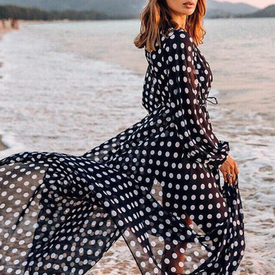 Długa suknia plażowa w grochy-Diabolique