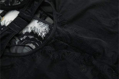 Koszula nocna czarna koronkowa-Diabolique