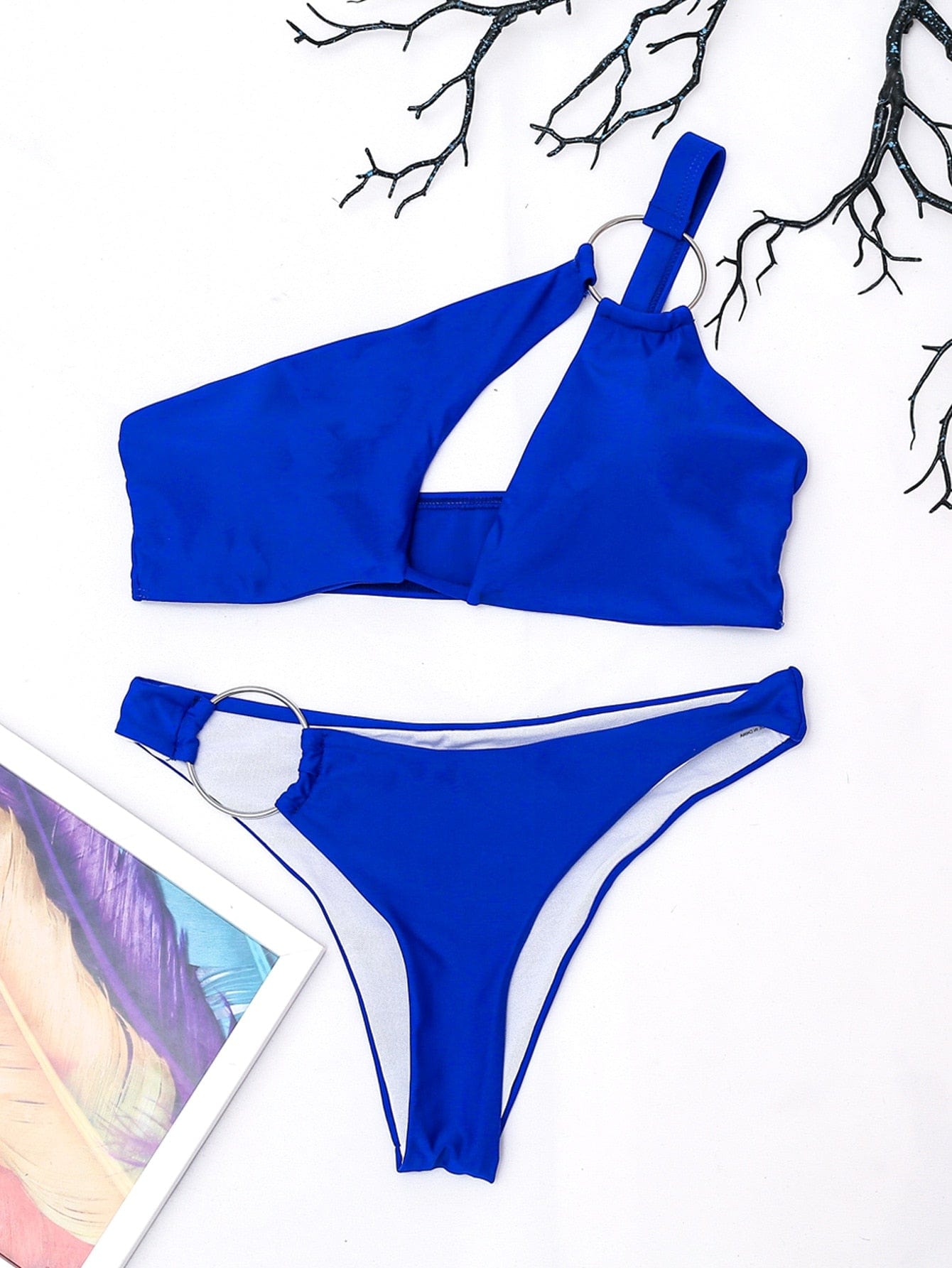 Niebieski asymetryczy strój kąpielowy-Diabolique