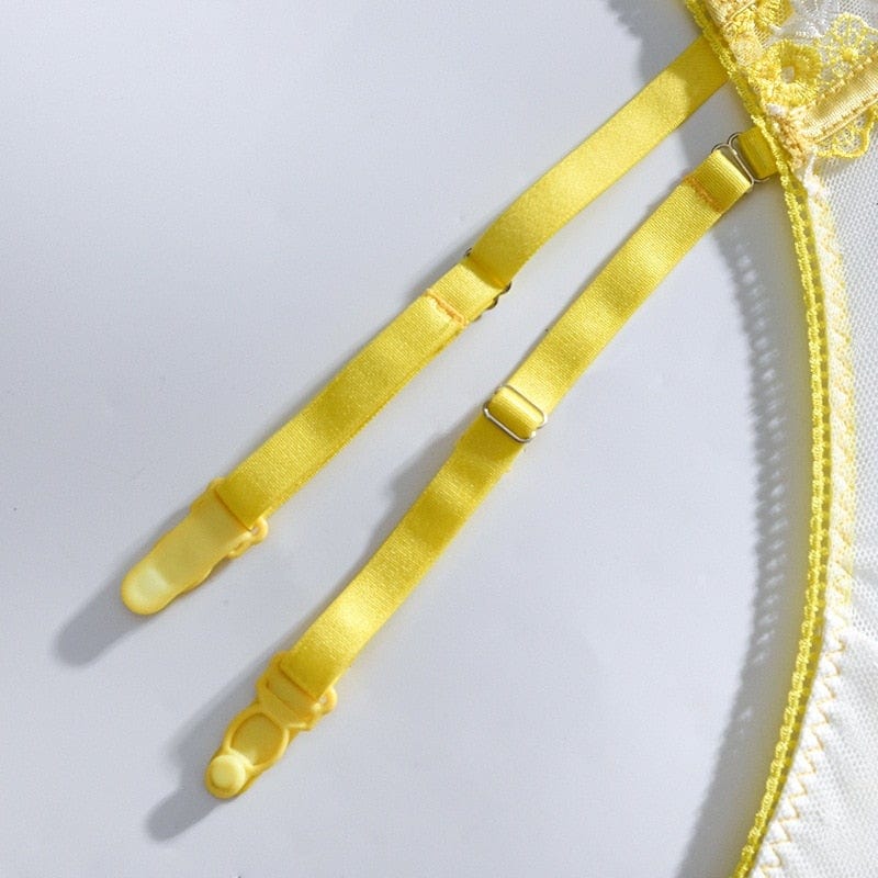 Żółte koronkowe body z wycięciami-Diabolique